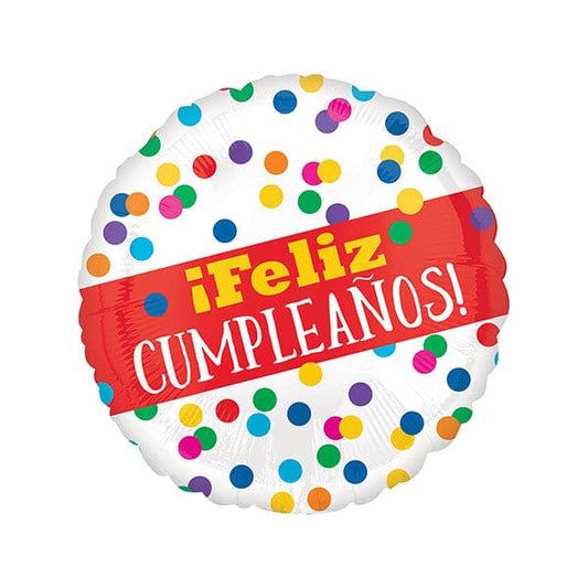 Feliz Cumpleanos (Spanish Happy Birthday) 17in Metallic Balloon