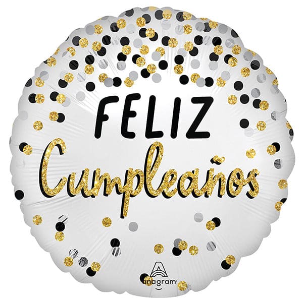 Feliz Cumpleanos Happy Birthday 17in Metallic Balloon