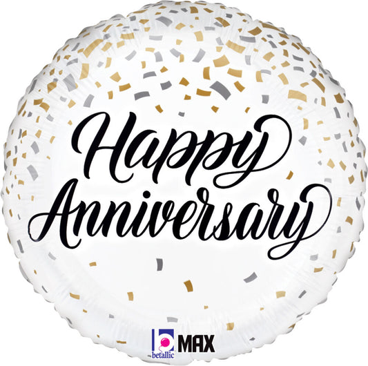 Anniversary Metallic Confetti 18in Balloon 1ct