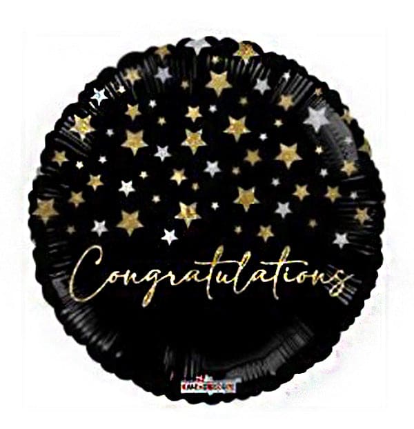 Gold Stars Congrats 18in Metallic Balloon