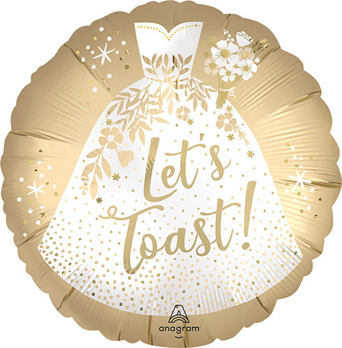 Satin Let's Toast 18in Metallic Balloon 1ct