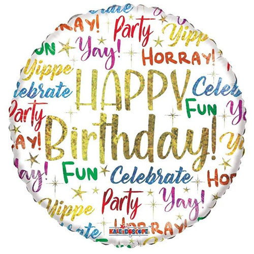 Birthday Party Phrases 18in Metallic Balloon