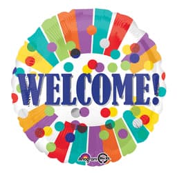 Welcome! Dots and Stripes 18" Metallic Balloon