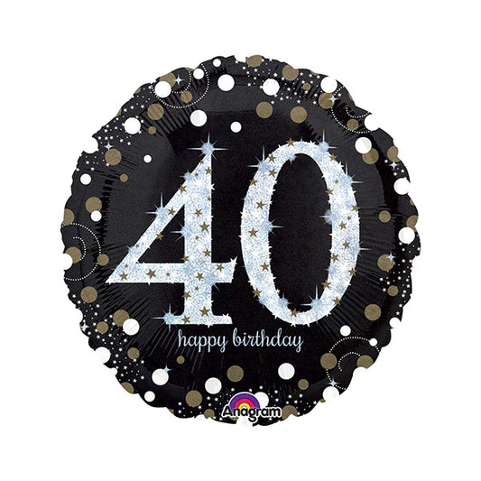 Sparkling 40th Birthday 18in Metallic Balloon