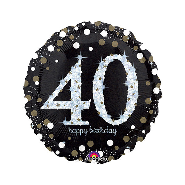 Sparkling 40th Birthday 18in Metallic Balloon
