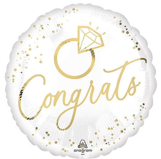 White Gold Wedding 17in Metallic Balloon