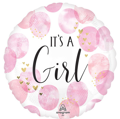 Baby Girl Pink Watercolor 18in Metallic Balloon