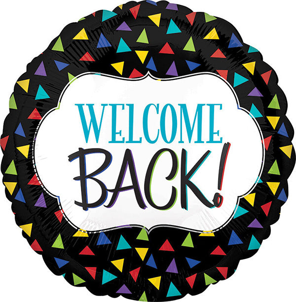 Welcome Back Triangles 18in Metallic Balloon