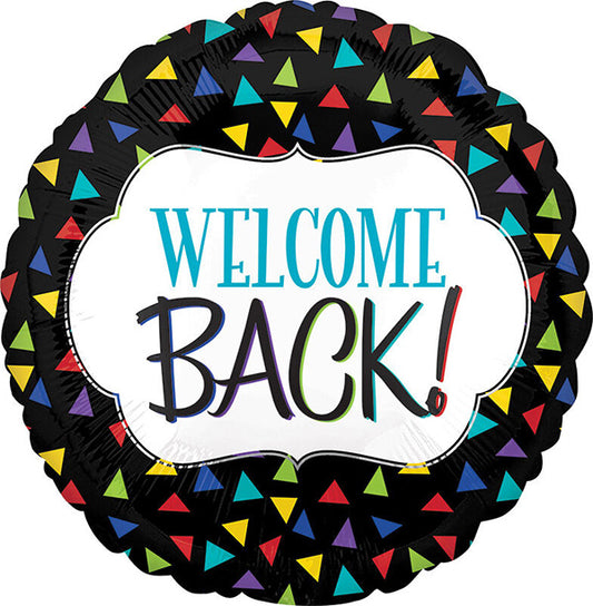 Welcome Back Triangles 18in Metallic Balloon