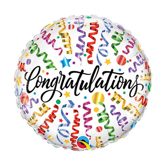 Congratulations Streamers 18in Metallic Balloon