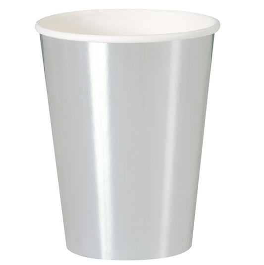 Shiny Silver Foil 14.5oz Paper Cups  8ct - Foil Board