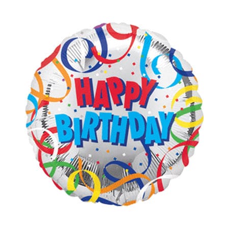 Happy Birthday Streamers 18in Metallic Balloon