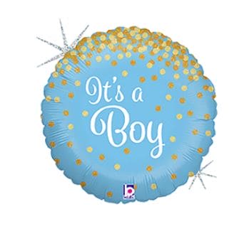 It's a Boy Holographic Glitter 18in Metallic Balloon
