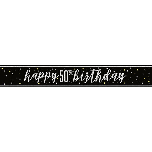 Glitz Black Prism 50th Birthday Banner 1ct