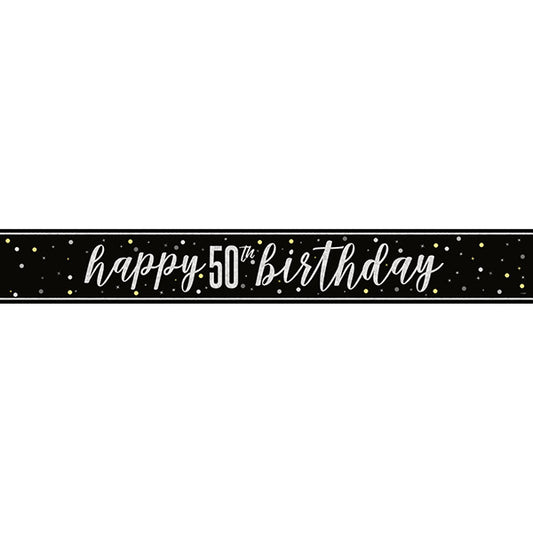 Glitz Black Prism 50th Birthday Banner 1ct