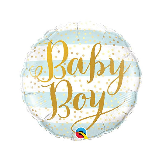 Baby Boy Blue Stripes 18in Metallic Balloon