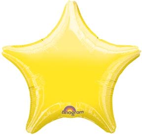 Yellow Star Shaped 18in Metallic Balloon