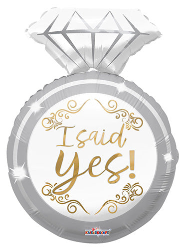 Engagement Ring I Said Yes 24in Metallic Balloon