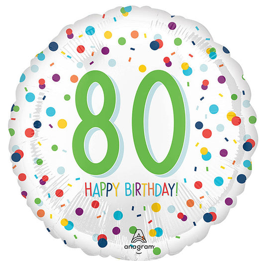 Confetti Birthday 80th Birthday 17in Metallic Balloon