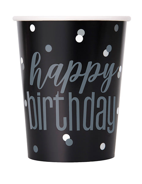 Birthday Glitz Black Silver Dot 9oz Cup 8ct