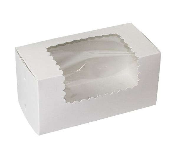 White Cupcake Window Box 8 x 4 x 4in