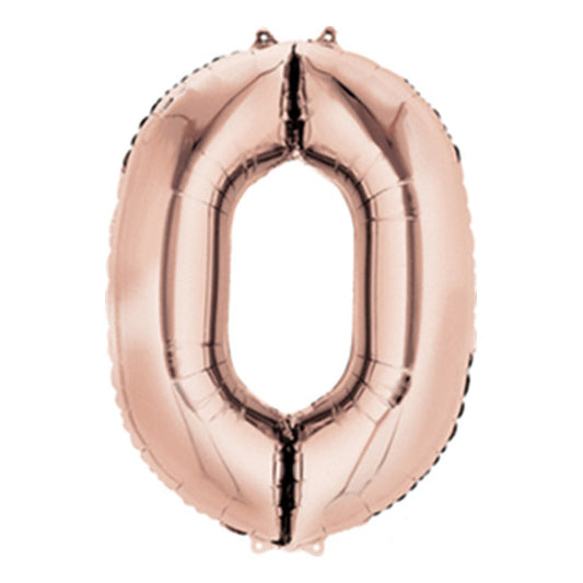 Number 0 Rose Gold 40in Mylar Balloon