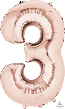 Number 3 Rose Gold 40in Mylar Balloon