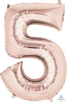 Number 5 Rose Gold 40in Mylar Balloon