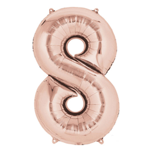 Number 8 Rose Gold 40in Mylar Balloon