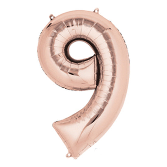 Number 9 Rose Gold 40in Mylar Balloon
