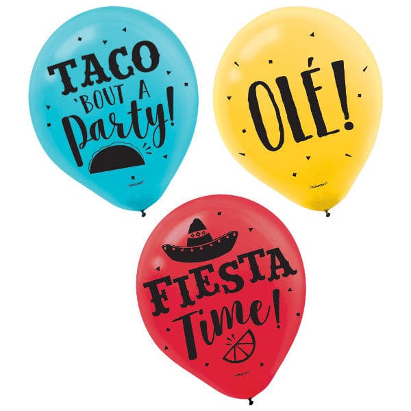 Fiesta Printed 12in Latex Balloons 15 Ct