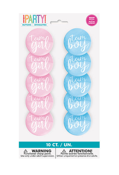 Buttons Team Boy/Girl 10ct