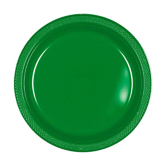 Festive Green 7in Round Luncheon Plastic Plates