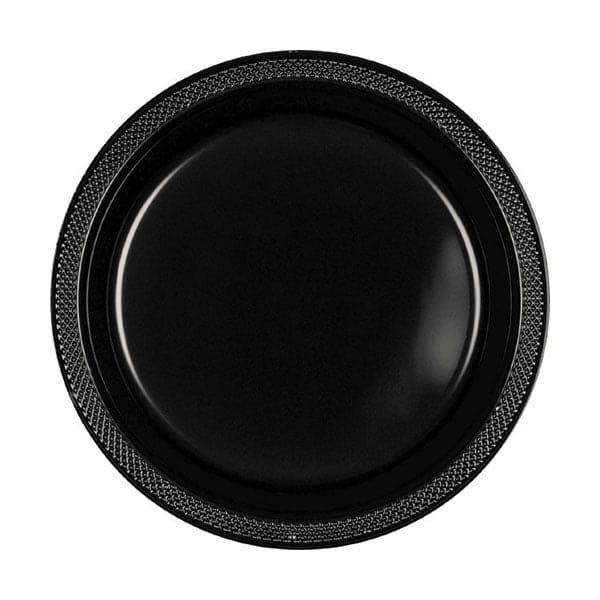 Jet Black 7in Round Luncheon Plastic Plates