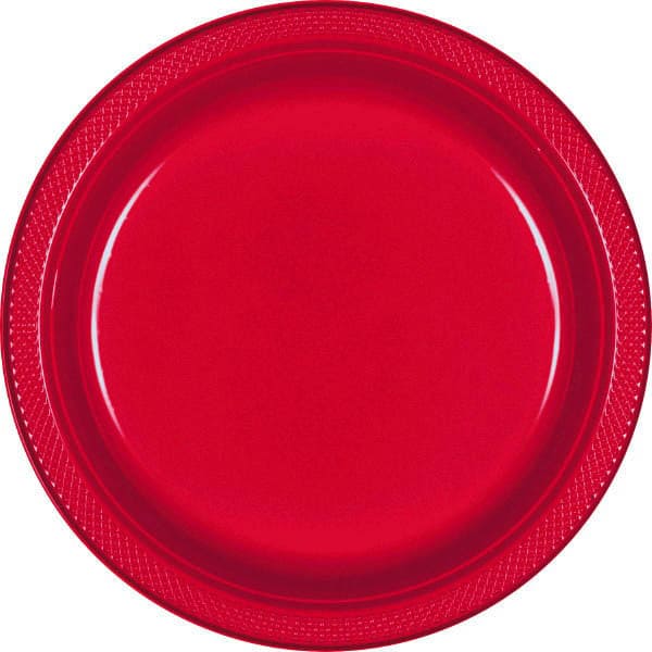 Apple Red 10.25in Round Banquet Plastic Plates