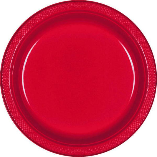 Apple Red 10.25in Round Banquet Plastic Plates