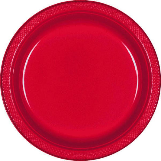 Apple Red 9in Round Dinner Plastic Plates 20 Ct