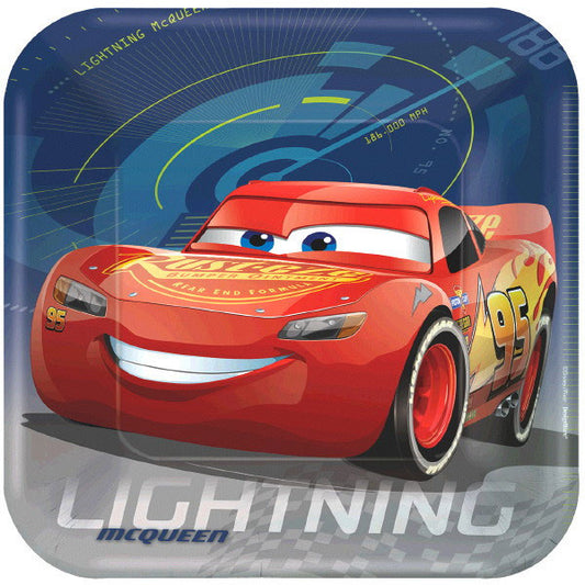 Disney Cars 3 9in Square Dinner Paper Plates 8 Ct