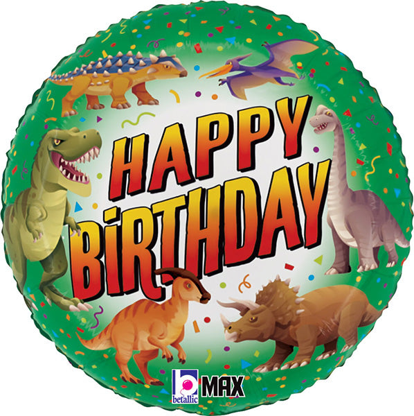 Dinosaur Birthday 18in Metallic Balloon