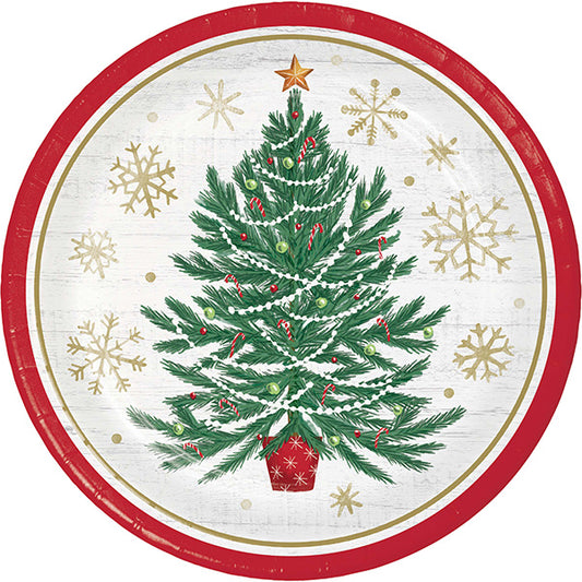 Timeless Tree 9in Round  Dinner Paper Plates 8ct