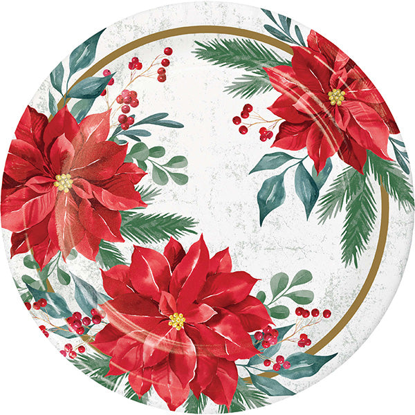 Festive Floral Round Dinner Paper Plates 8ct