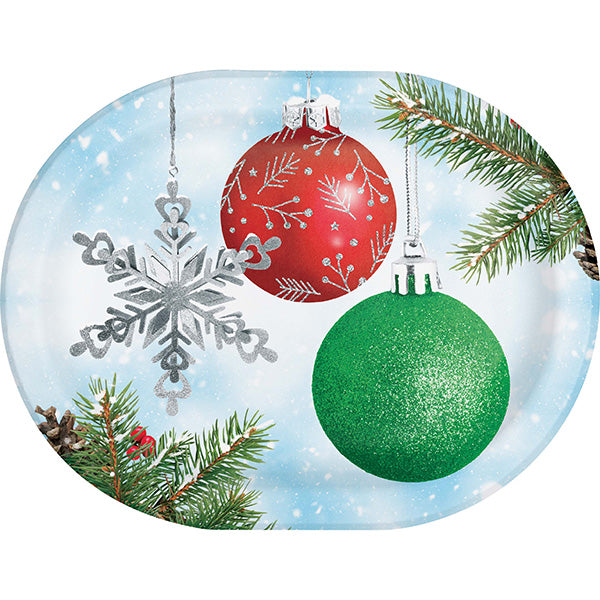 Classical Christmas 10 x 12in Oval Paper Platters 8ct