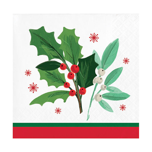 Holly Jolly Christmas Beverage Napkins 16ct