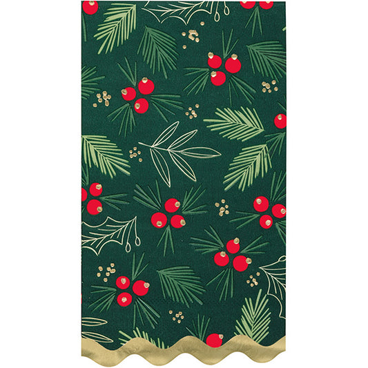 Blooming Holly Scalloped Edge Paper Guest Napkins 16ct