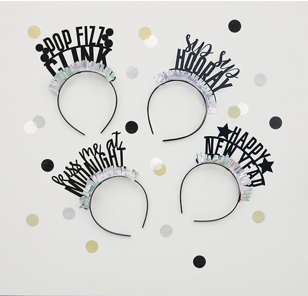 Roaring New Year's Iridescent Fringe Party Headbands  4ct