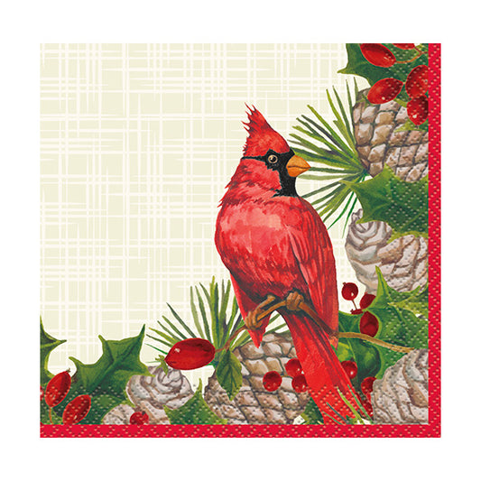 Red Cardinal Christmas Beverage Napkins 16ct