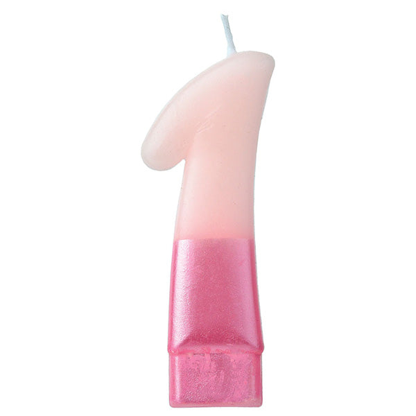 Numeral #1 Metallic Candle - Pink