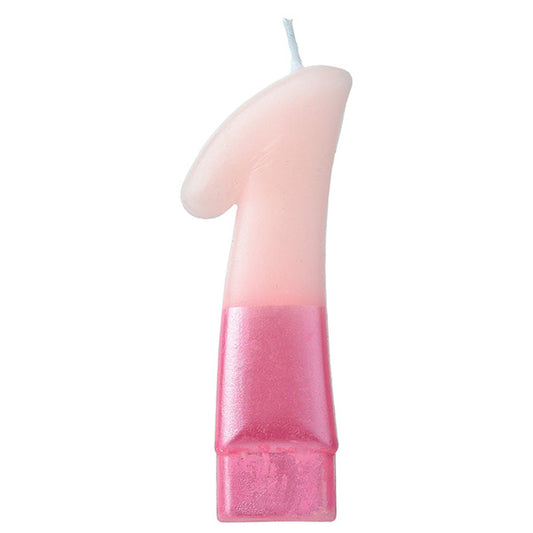 Numeral #1 Metallic Candle - Pink