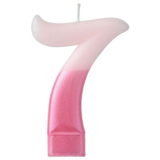Numeral #7 Metallic Candle - Pink