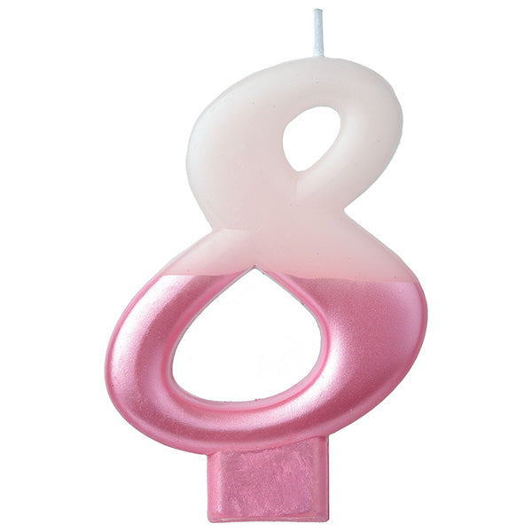 Numeral #8 Metallic Candle - Pink